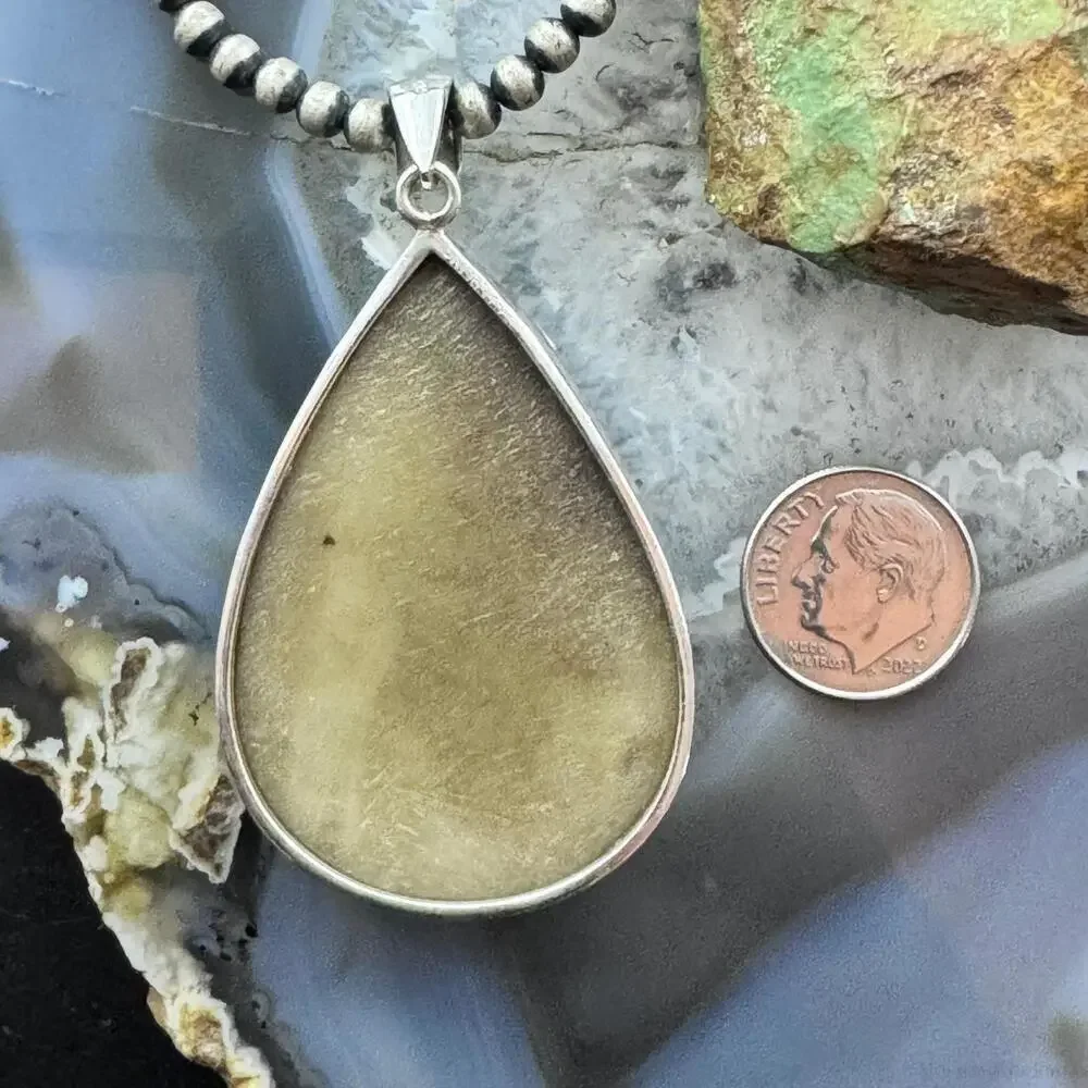 Sterling Silver Large Teardrop Druzy Quartz Double Sided Fashion Pendant